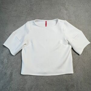 SPANX Top Women's Small Crew Neck Short Sleeve Cropped White Dolman